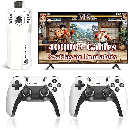 Upgrade Retro Gaming Console Pro with 40,000+ Built-in Classic Video Games, Retro Game Stick with 38 Emulators, Plug & Play for TV, Video Gaming