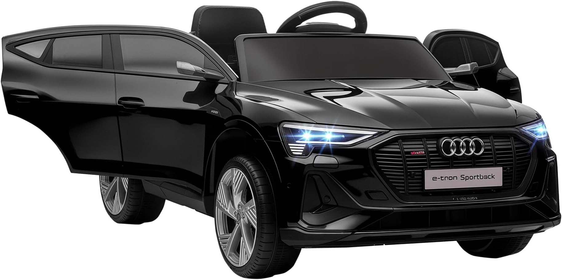 HOMCOM Audi E-tron Licensed 12V Kids Electric Ride on, Electric Car for Kids, with Parental Remote, Music Lights MP3, Suspension Wheels, for 3-5 Years, Black