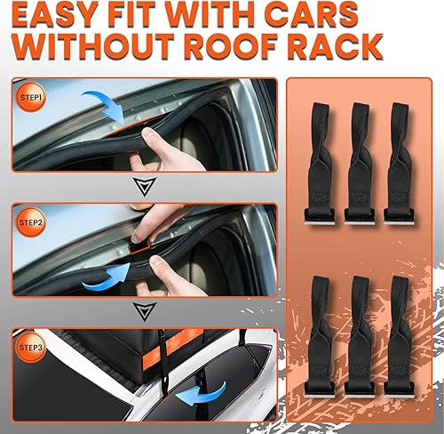 Miniatura 6 de Bolsa de carga extra impermeable para el techo del automóvil con anillo de metal correas movibles para automóviles consin portaequipajes, bolsa de