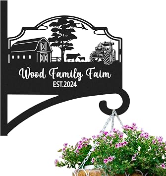 Custom Hanging Plant Hanger Outdoor | Personalized Name Bird Feeder Hanger for Outside | Customizable 10 Inch Metal Farm Hanging Basket Hooks | Anti Rust Metal Hook for Wind Chimes