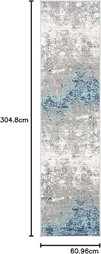 Miniatura 126 de SAFAVIEH Brentwood Collection - Alfombra de área de 9 x 12 pies, gris claro y azul, diseño abstracto moderno, no desprende pelusa y de fácil azul