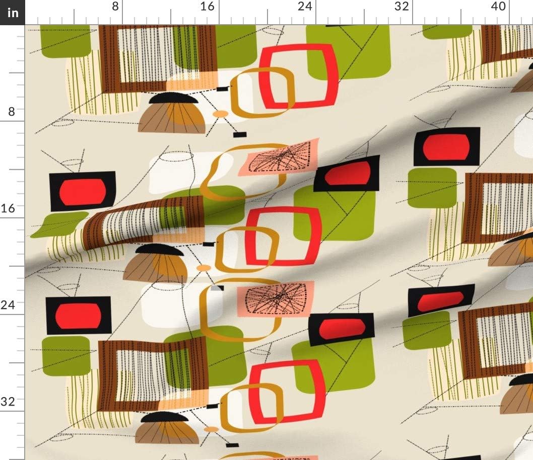 Spoonflower Fabric - Mid Century Modern Abstract Vintage Atomic Era Inspired Retro Trendy Printed on Petal Signature Cotton Fabric by The Yard - Sewing Quilting Apparel Crafts Decor