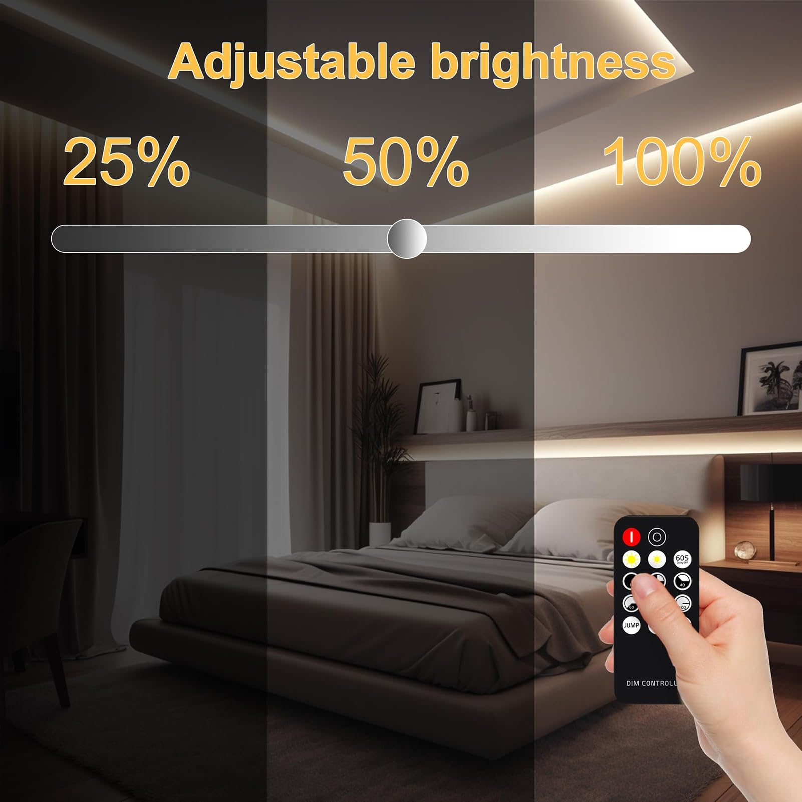 COB-LED-Lichtstreifen 3 M - Warmweißer Dimmbarer LED-Streifen, 960 LEDs, Superheller DC24V-LED-Lichtstreifen CRI90+ Mit HF-Fernbedienung Und UKCA-Netzteil Für Die DIY-Heimdekoration(4000k Natural Whit
