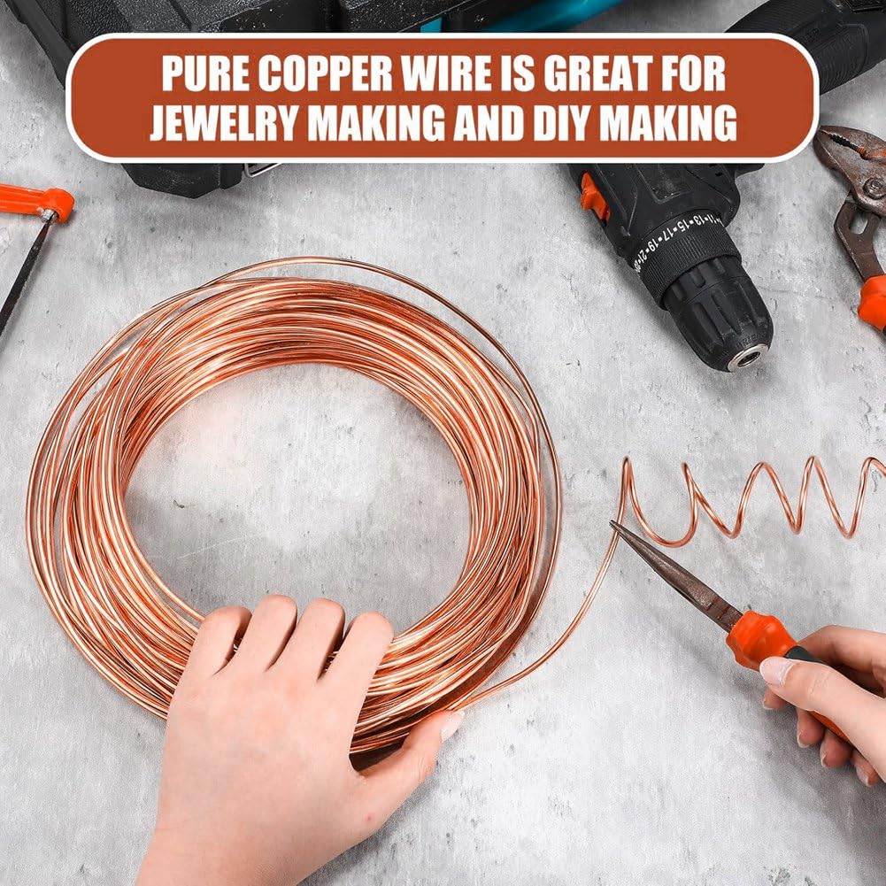 Malloy Alambre de Cobre Puro de Calibre 8 de 100 Pies para Fabricación de Joyas, Manualidades y Jardinería con Electrocultivo