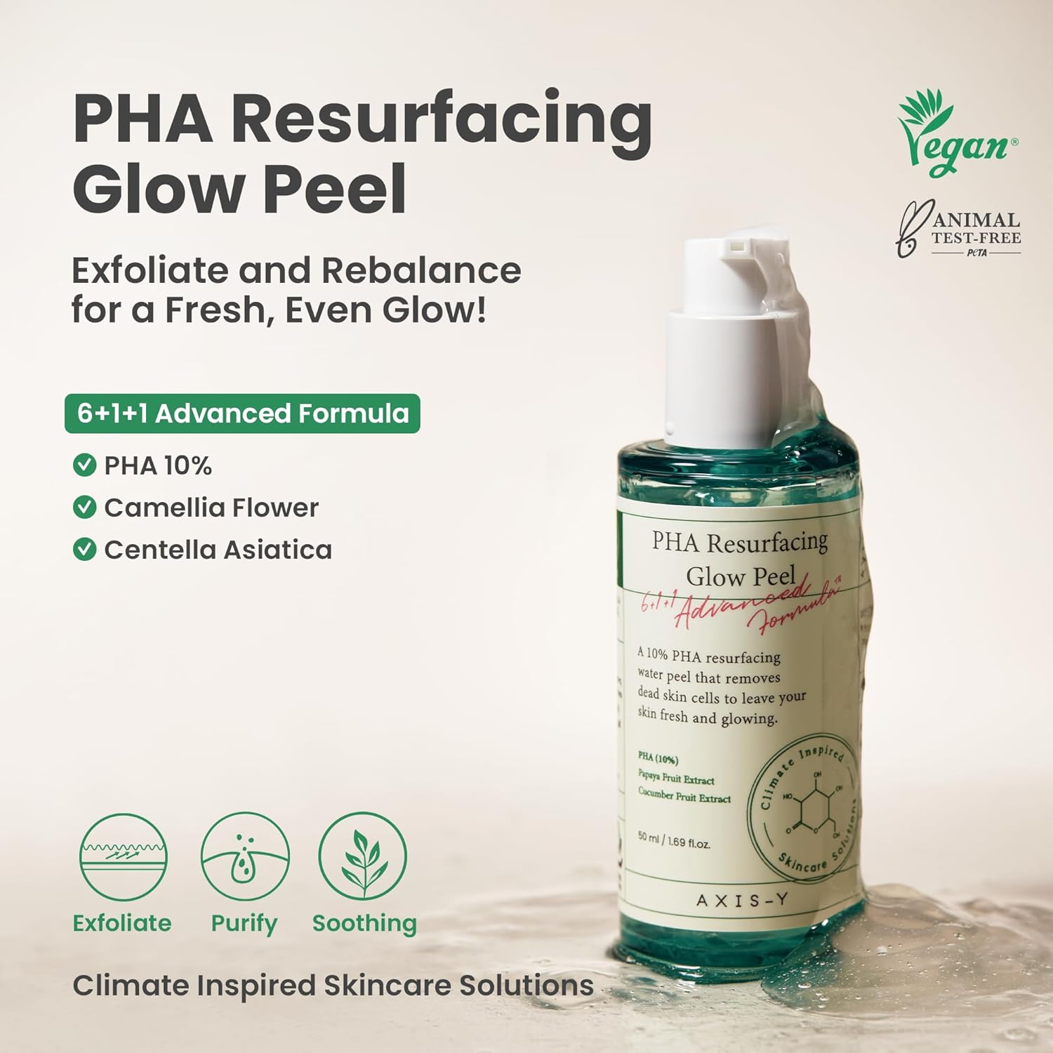 AXIS-Y PHA Resurfacing Glow Peel - 10% PHA Fruit Extract Mild Peeling Gel Exfoliator Pore Minimizer for Face - Vegan Korean Skin Care Glass Skin Face Peel - 1.69 fl. oz. - Image 2
