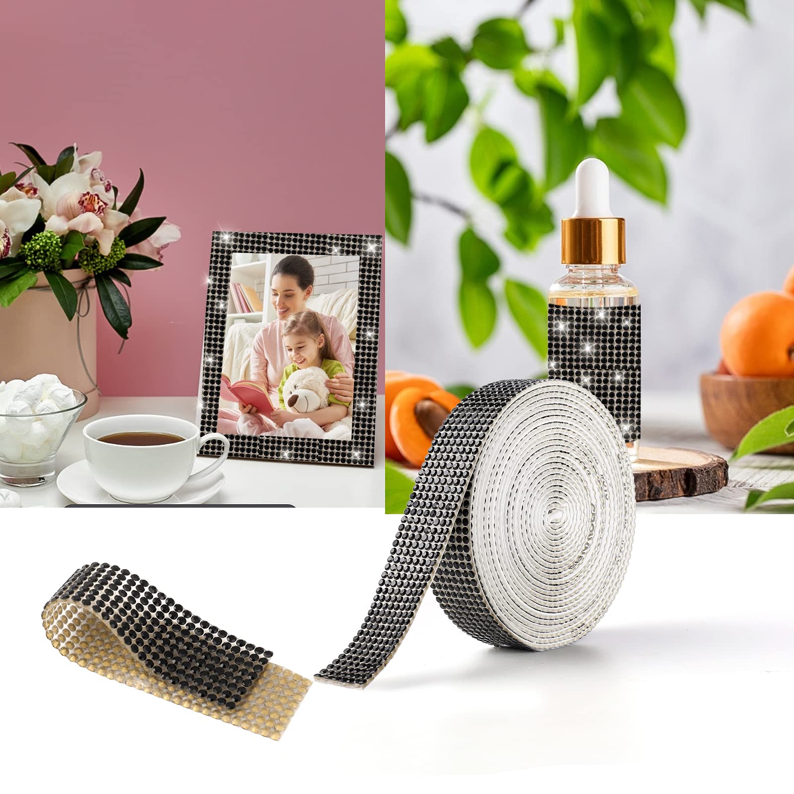 Nastro Adesivo Con Strass Neri 2mm, 13mm X 3m, Per Decorazioni Auto, Cellulari E Fai Da Te - 3