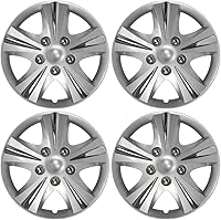 Custom Accessories 4-Pack 15" GT-5 Silver Chrome Wheel Covers - Durable Replacement Hubcaps for Cars Trucks SUVs