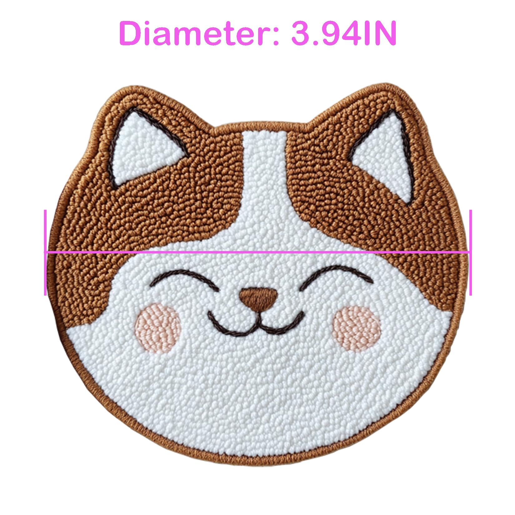 Xinpinzhou 6pcs Cat Punch Needle Coaster Kit for Kids Beginners Adults Complete Punch Needle Stitching Embroidery Art Coasters Kit for Kids Adult Beginner Animal Punch Needling Coaster - Image 2