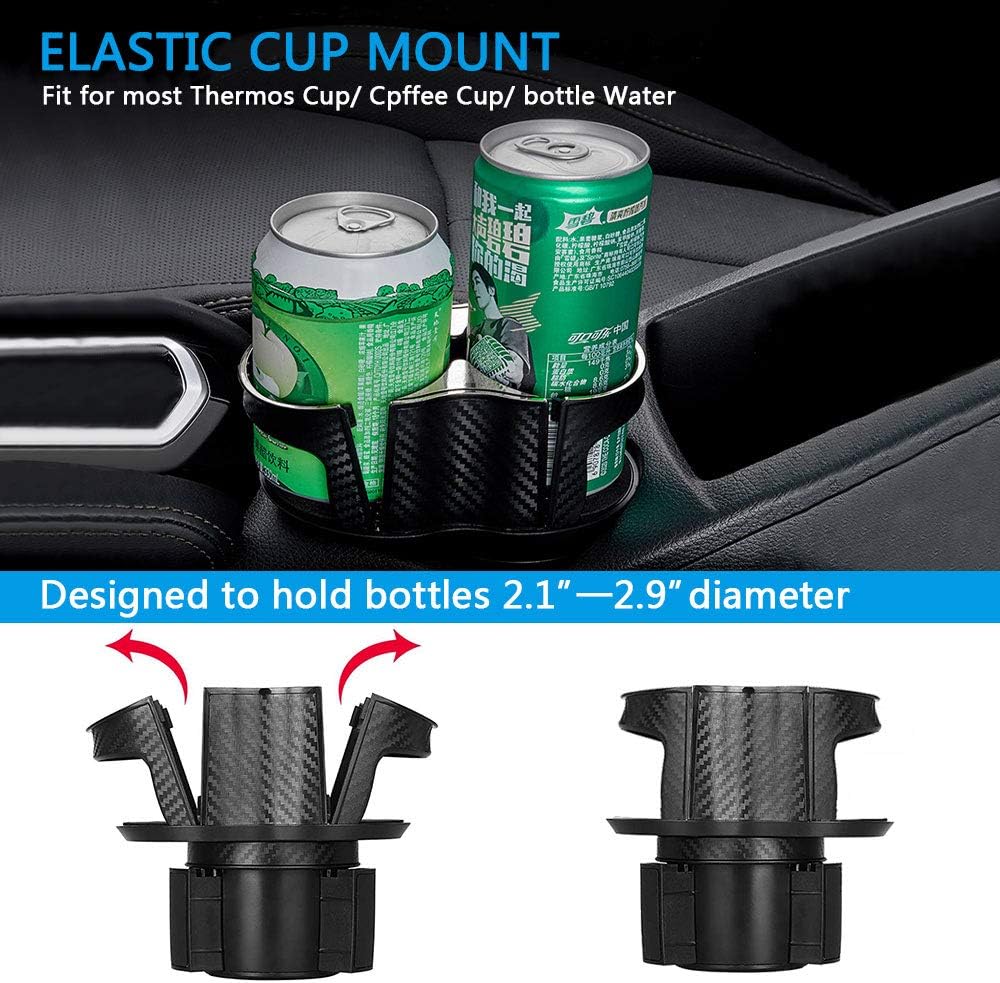 COROTC Car Cup Holder, 2 in 1 Multifunctional Cup Holder for Car, Adjustable Base Diameter is 2.5-3.9, Elastic Cup Mouth Can Holds 2.1"-2.9’’ Diameter Bottles/Cups.