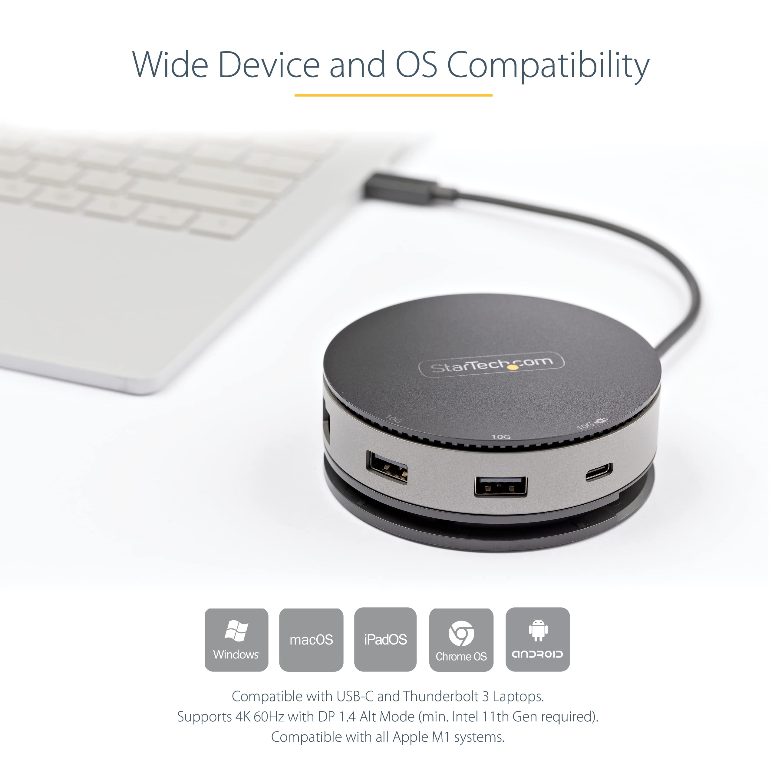 StarTech Mini Dock USB-C, HDMI/DP 4K 60Hz o VGA 1080p, 75W PD, Hub 3 Porte | Compatibile Windows e macOS, Ricarica del Portatile, Formato da Viaggio