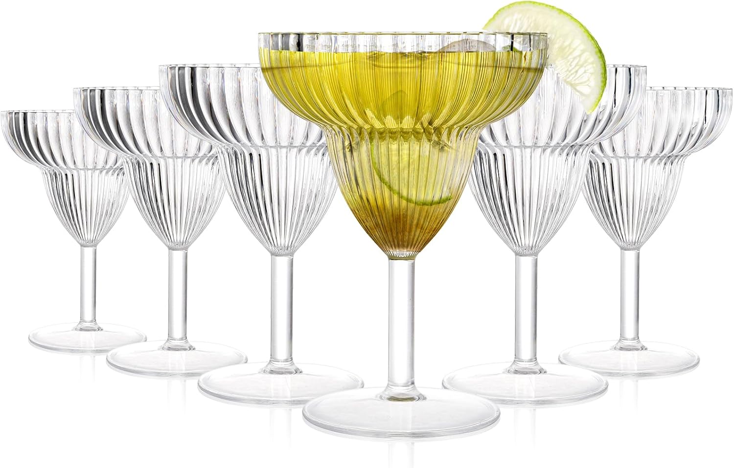 Amazon.com | Cididu Set of 6 Stemmed Margarita Glasses Cups, 14 oz ...