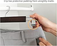 Vista 5 de Amber Home Paquete de 10 perchas de madera de nogal macizo de 14.17 pulgadas, perchas inferiores para pantalones pantalones jeans con 2 clips