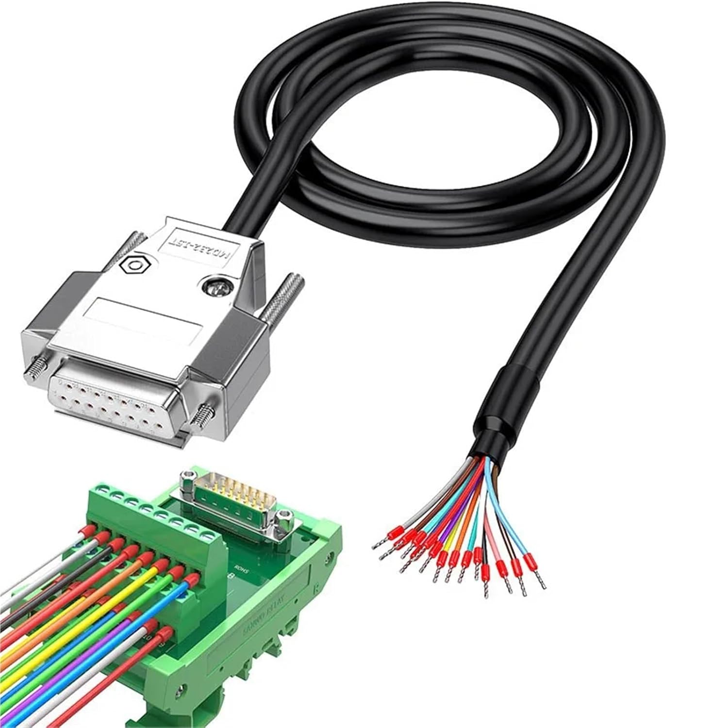 1Pcs DB37 DB9 DB15 DB25 Male Female Connector Wire Industrial 9/15/25/37Pin Terminal Line Shielded DB 9 15 25 37 RS232 Serial Cable(Silver,DB Connector_10M_DB Connector)