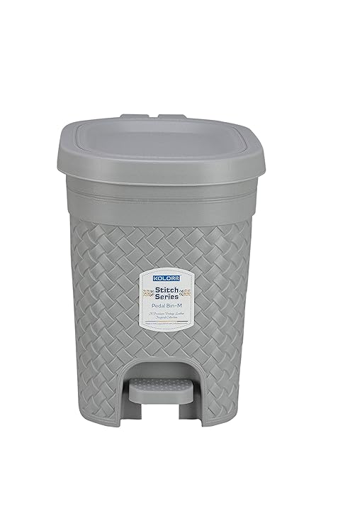 Kolorr Stitch Pedal Waste Bin Modern Design Trash Can Plastic Dustbin – 7L (Daiso Grey) at Rs. 203