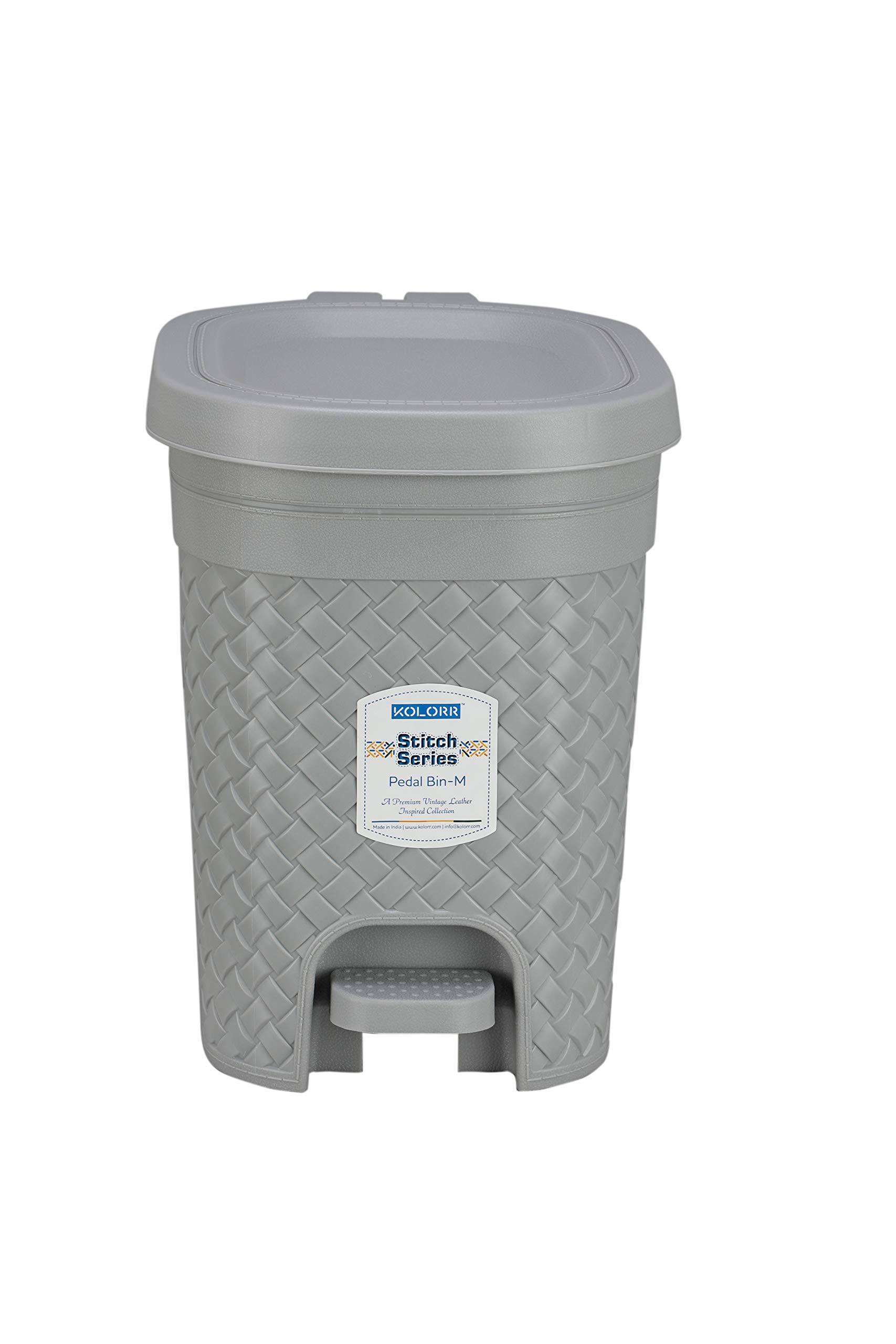 KOLORR Stitch 7 Liters Plastic Pedal Medium Dustbin/Trash Can/Garbage Waste Bin with Lid and Inner Bucket for Home/Kitchen/Office/School/Bathroom & Washroom – Grey-image-24