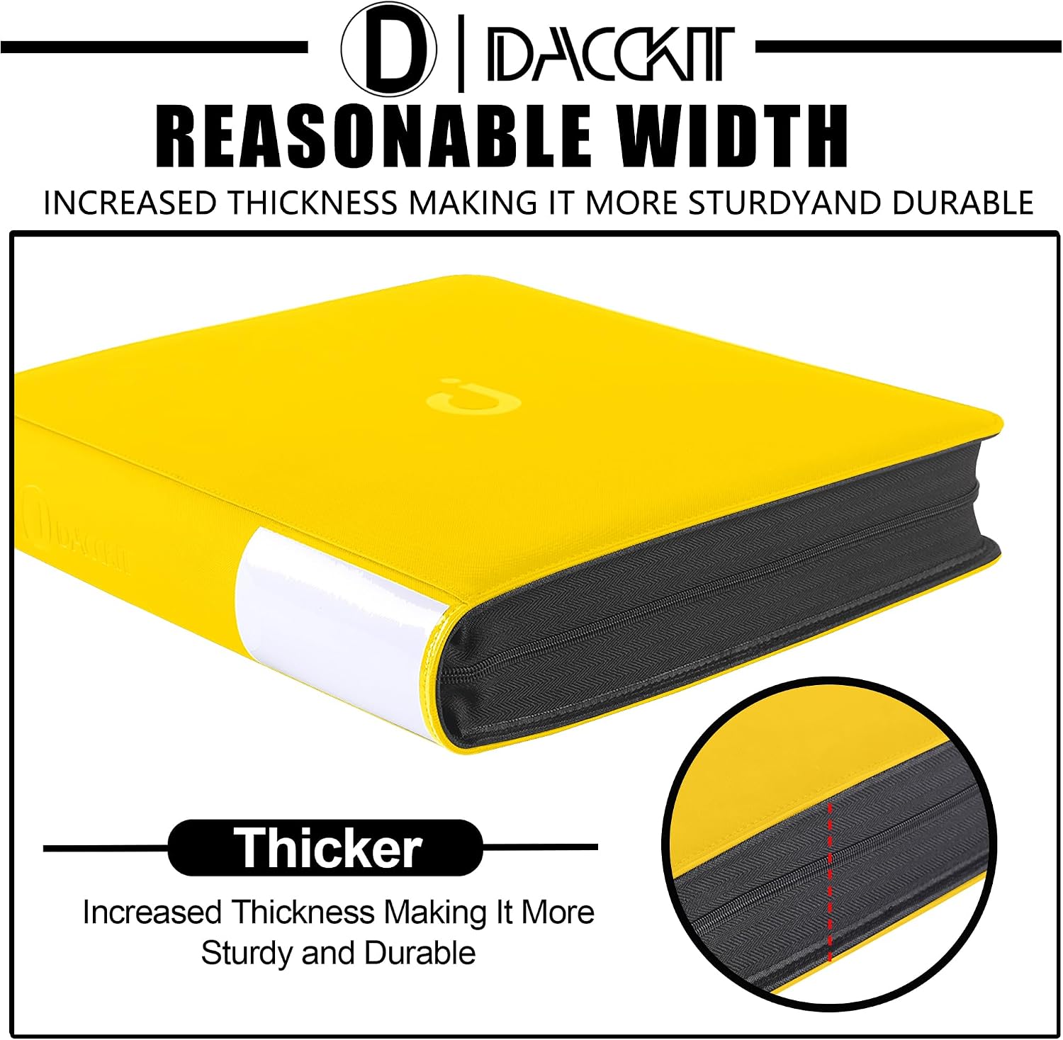 D DACCKIT Top Loader Binder 12 Pocket - Fits 480 Cards，12 Pocket Top Loader Binders for Cards with Sleeves Compatible with 3" X 4" Rigid Card Holders for Trading Cards or Sports Cards - Golden Yellow