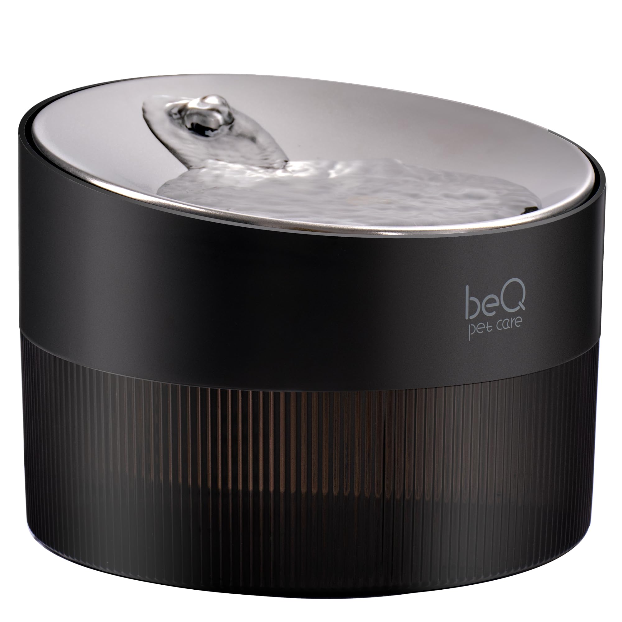 beQ Cat Water Fountain, 84oz/2.5L Stainless Steel Automatic Pet Fountain Dog Water Dispenser with Replacement Filters for Cats, Dogs, Multiple Pets Drinking Bowl, Indoor Ultra-Quiet Smart Pump, Black