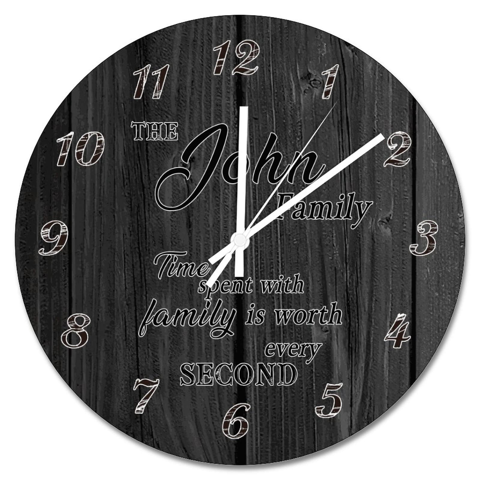 Horloge vintage en bois noir gravée Time Spent with Family