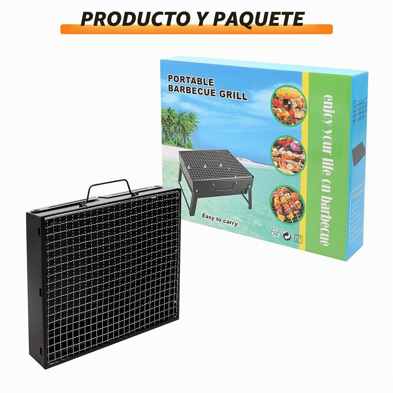 Barbacoa plegable de carbón o madera, para camping o viaje, Schwarz NR.1