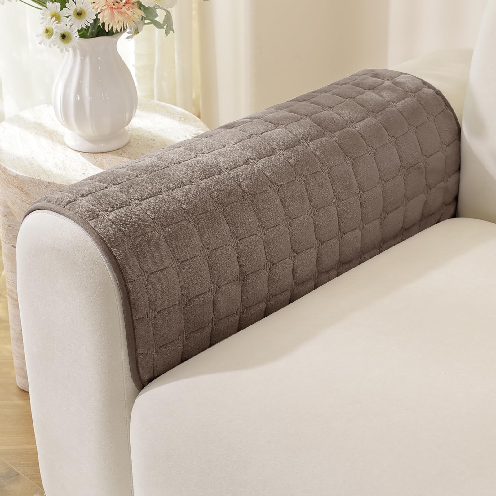 MAXIJIN Pet Armrest Cover, Soft Thick Backrest Cover (Coffee, 45×45cm) — image 1