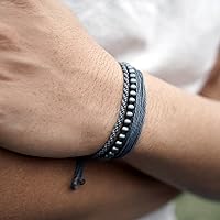 Vista 134 de Handmade Natural Stone Beaded Healing Bracelet Gift for Men Adjustable Rope String Bracelet