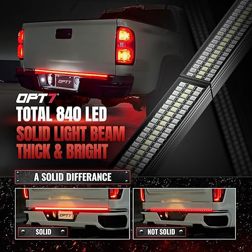 Miniatura 6 de OPT7 Redline Parlux Barra de luz LED de triple fila para portón trasero con señal de giro roja secuencial, tira de luz rígida de marco de aluminio
