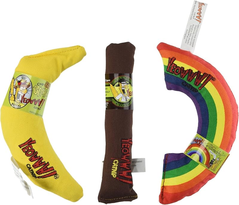 Catnip Toy Variety Pack ? Cigar & Banana & Rainbow ? Made in USA