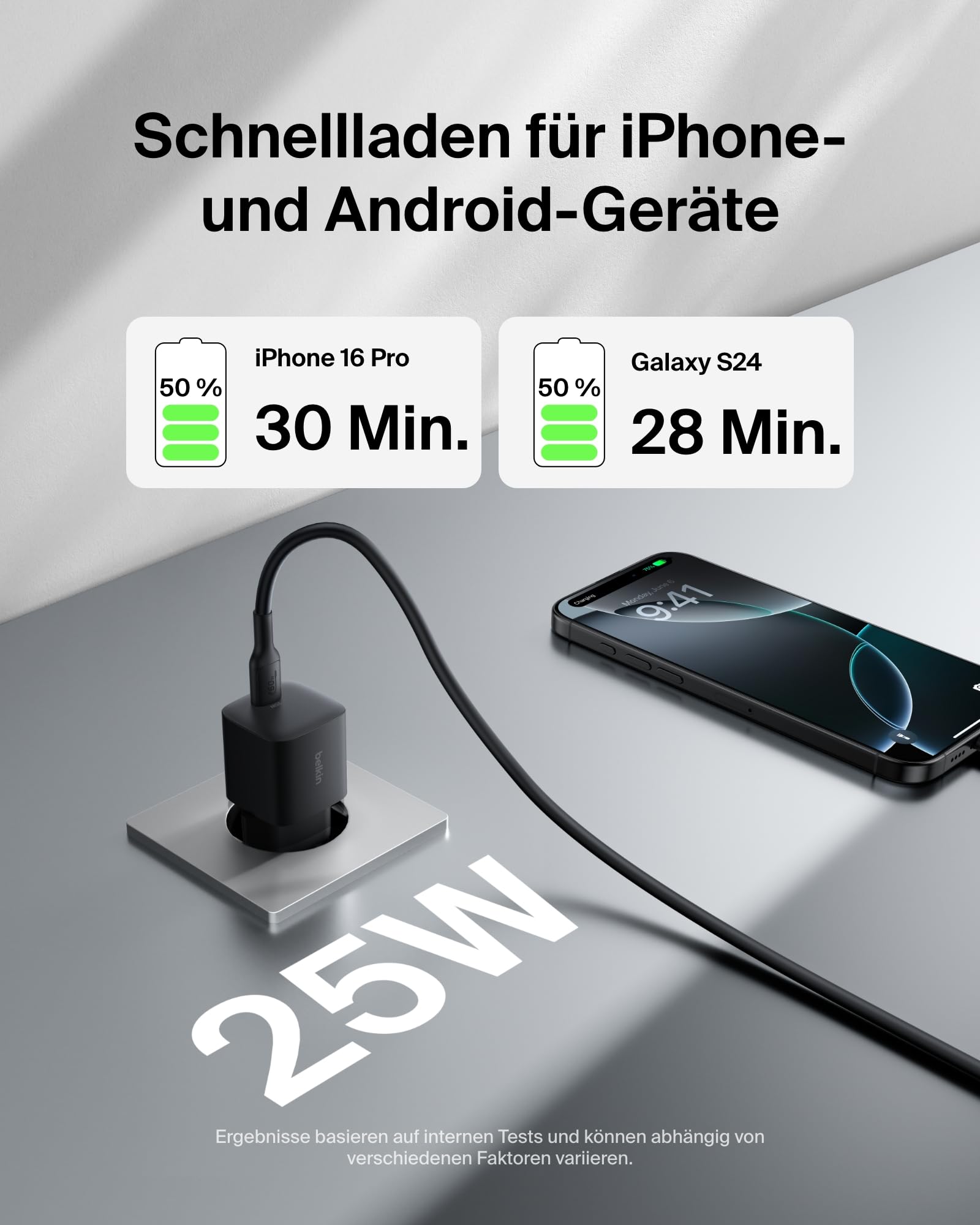 Belkin Tragbares Ladegerät, 5-in-1 Ladeset mit 10000 mAh Powerbank, 2 USB C Netzteilen mit EU- und UK-Stecker, 25 W, 60 W USB C Kabel, Hülle – Schnellladen vieler Geräte, kompaktes Format für Reisen