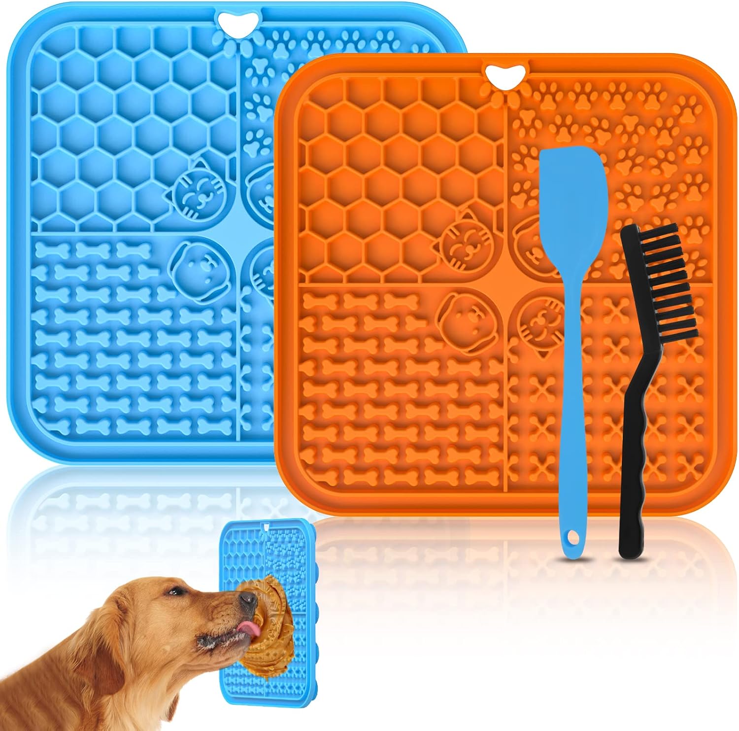 Lick Mat for Dogs 2 Packs, FISHOAKY Dog Lick Mat Slow Feeder with