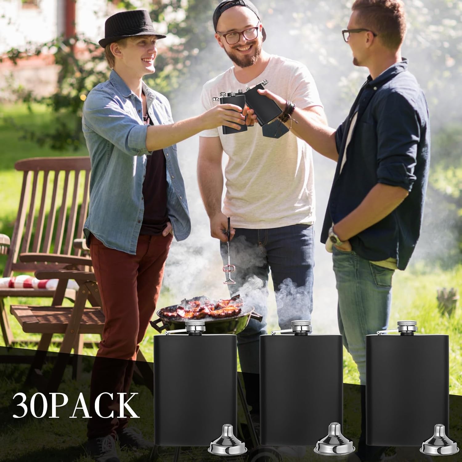 Hoolerry 30 Pieces Hip Flasks Set Stainless Steel Liquor Flask with Funnel Metal Leak Proof Flask Pocket Whiskey Flasks for Men Women Bridesmaid Wedding Party Supplies (Matte Black, 8 oz) - Image 4