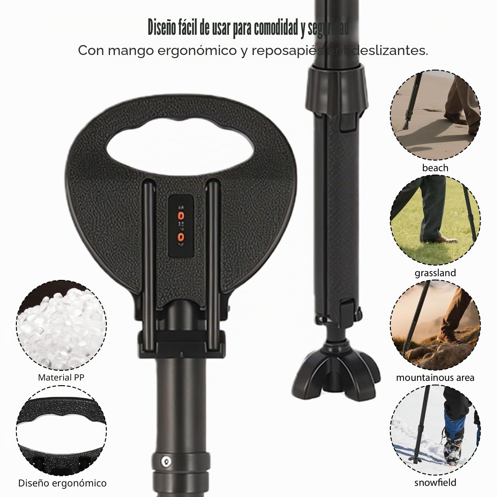 Bastón de paseo con asiento, bastón para personas mayores y adultos, bastón plegable portátil con bolsa de transporte, bastón de senderismo ajustable en altura con capacidad de asiento de 250 kg