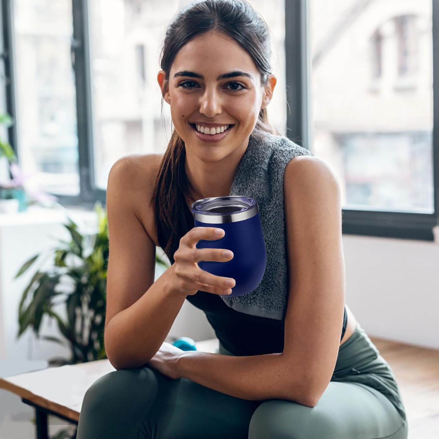 12 oz Insulated Wine Tumbler with Lid and Straw,Stainless Steel Stemless Wine Tumbler Double Wall Vacuum Wine Cups Tumbler Bulk for Coffee,Champaign,Cocktail,Office (Multicolor,8)