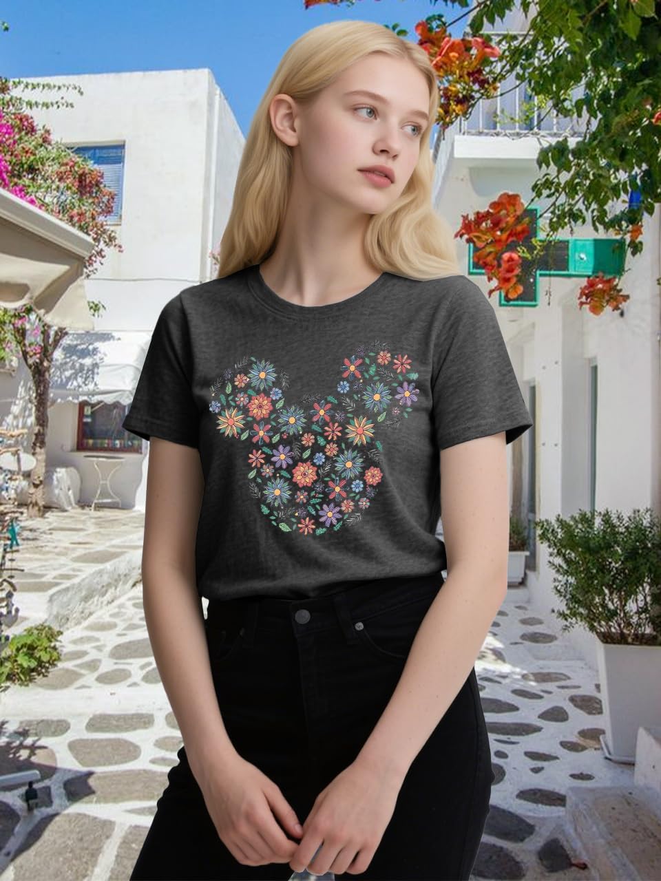 Women Magic Kingdom Castle Shirt Vintage Flower T Shirt Funny Boho Graphic Tees Short Sleeve Summer Tops - Image 2