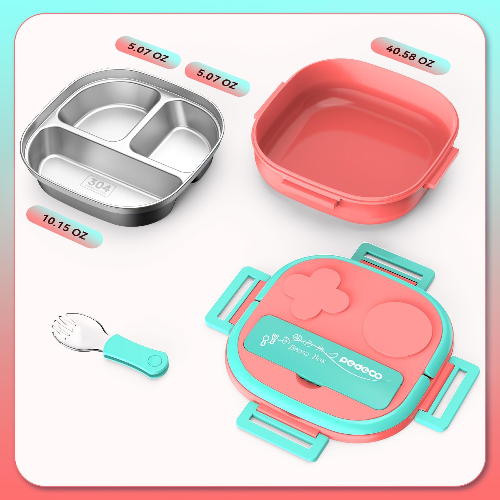 Amazon | PEDECO ステンレススチール 子供用弁当箱 漏れ防止 3