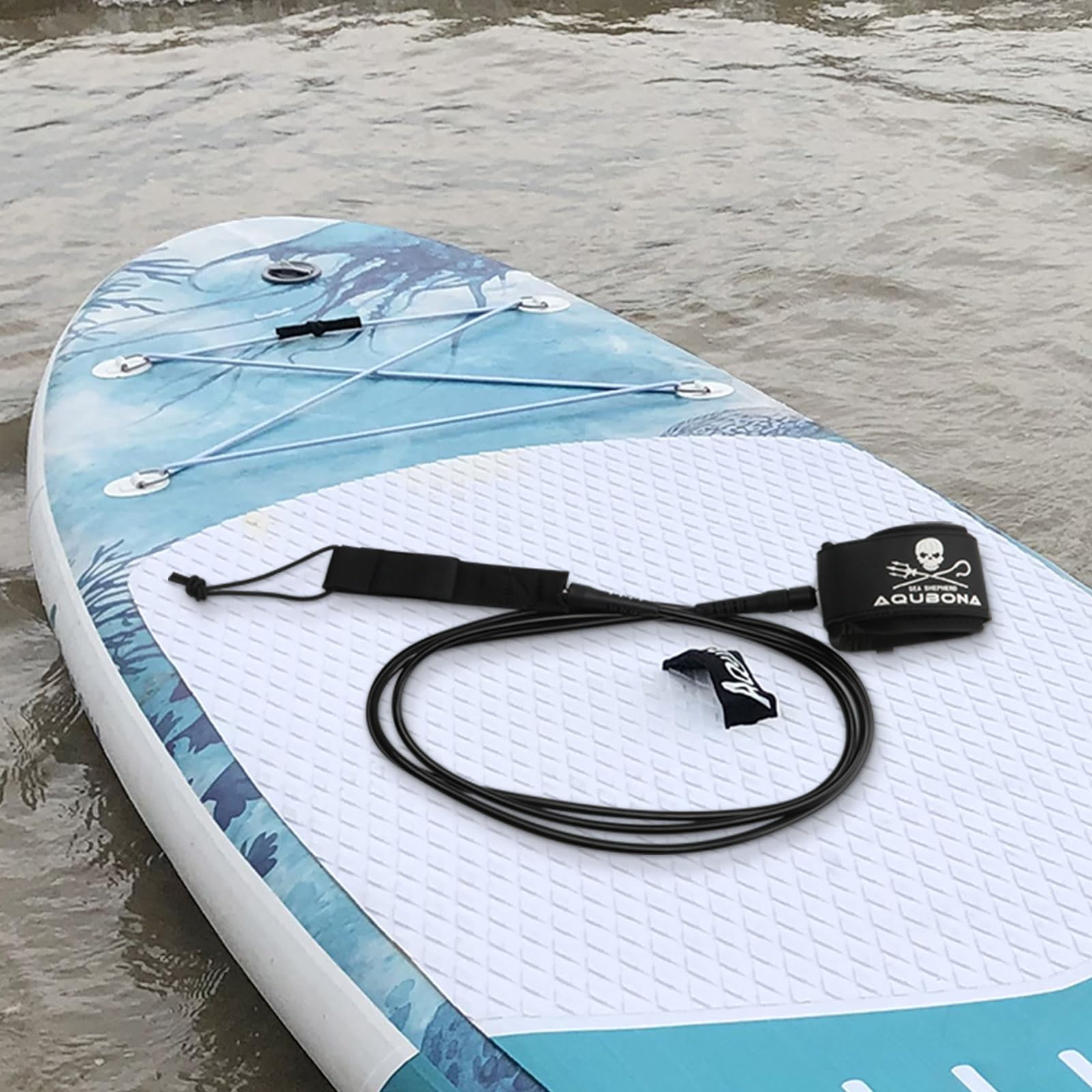 Correa de Tabla de Surf, Cuerda de Pierna Sup de 6/7/8 pies, Correa de Tobillo Ajustable 7 mm, Correa de Surf Recta con Bolsillo para Llaves para shortboard, Skimboard, Longboard