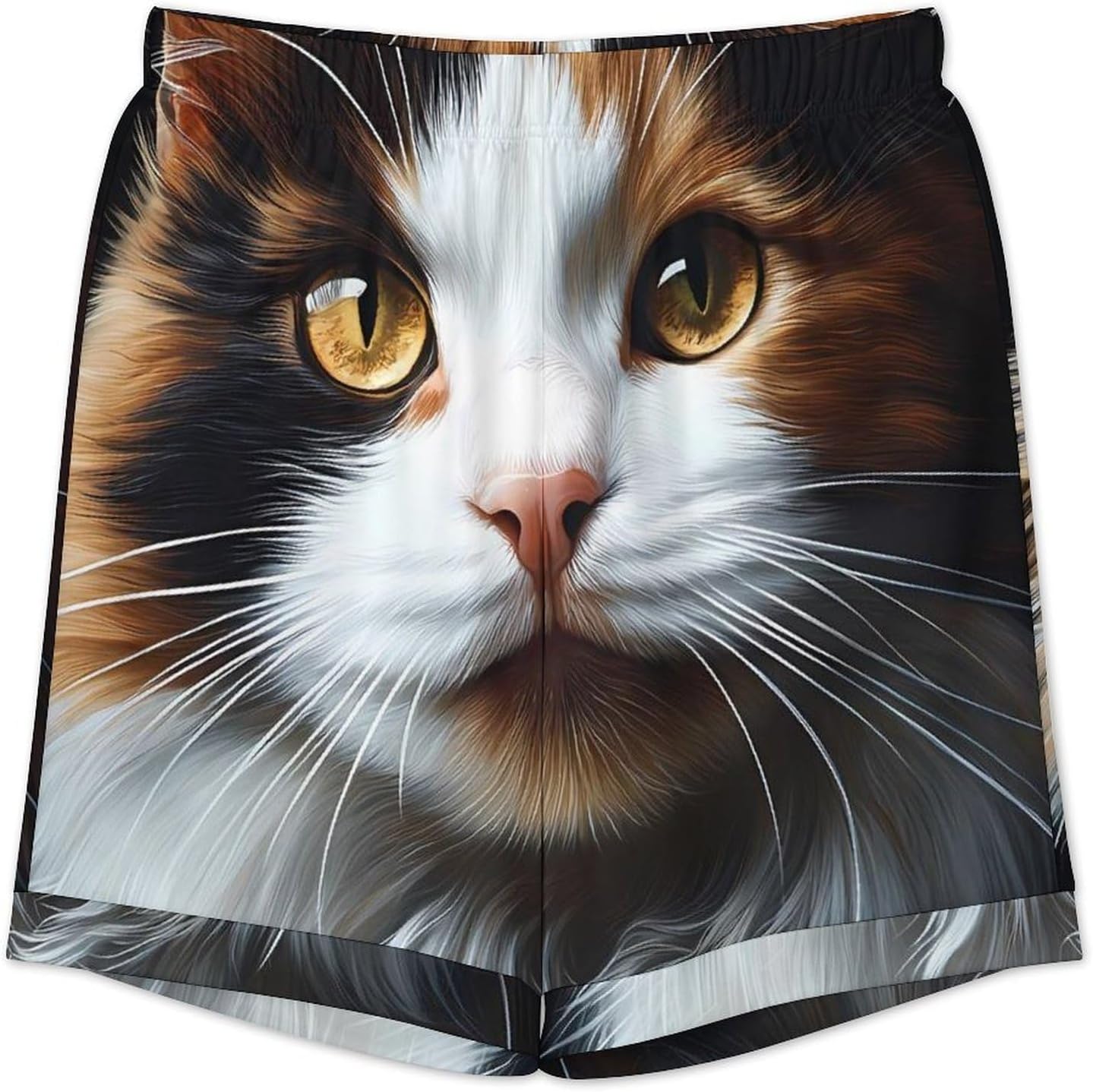 Tortoiseshell Cat Calico Men's Short Sleeve Pajama Set Satin Silk Like Lounge Sleepwear
