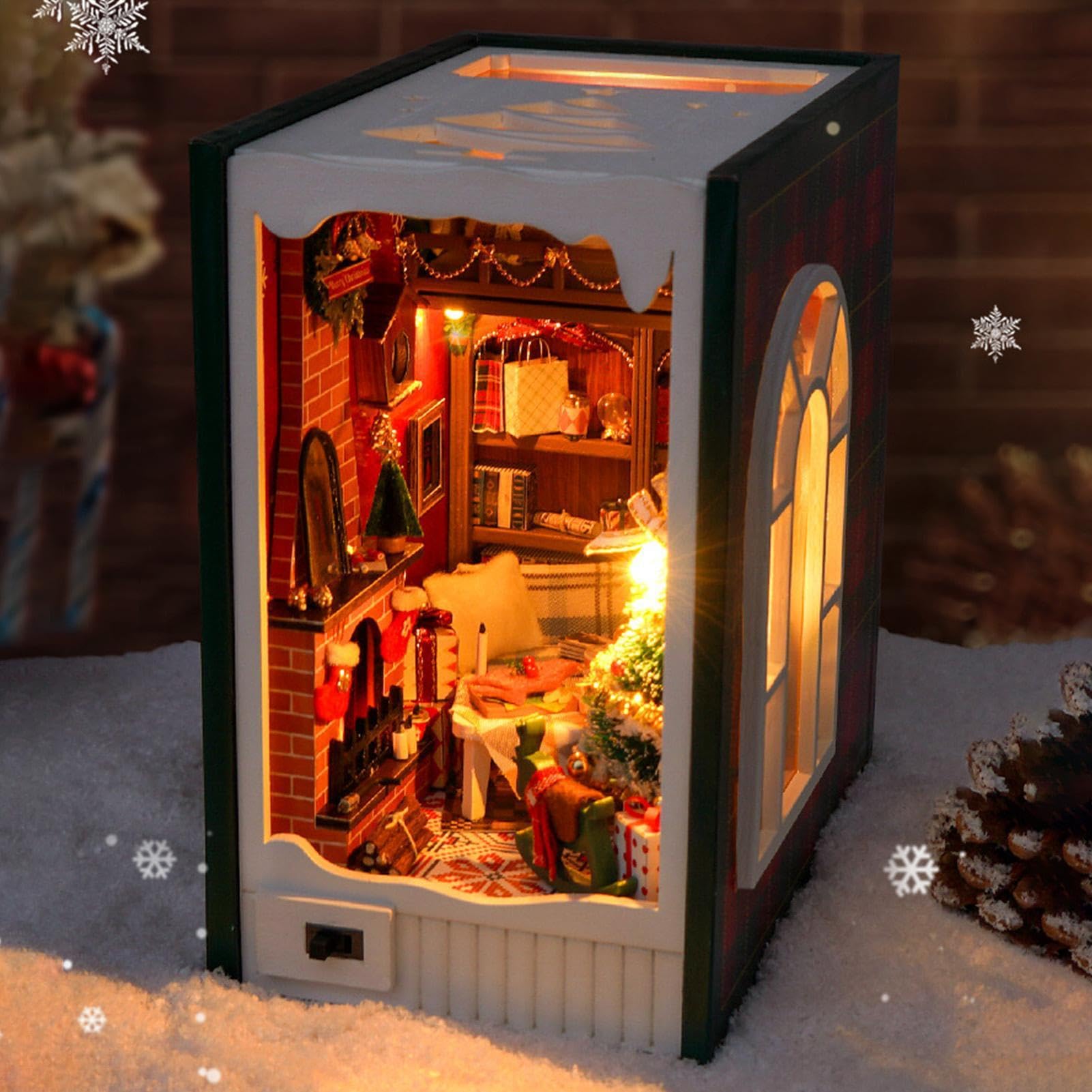 Zestaw do małego domu, zestaw do miniaturowego domu Drewniana choinka LED