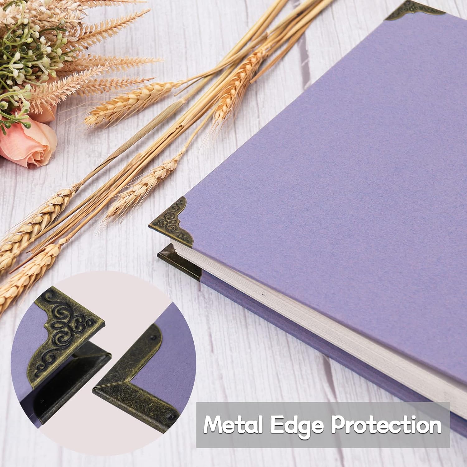 Vienrose Photo Album Self Adhesive 40 Pages Hardcover DIY 3 Ring Scrapbook Photo Albums for Kids Wedding Baby Family Purple - Image 2