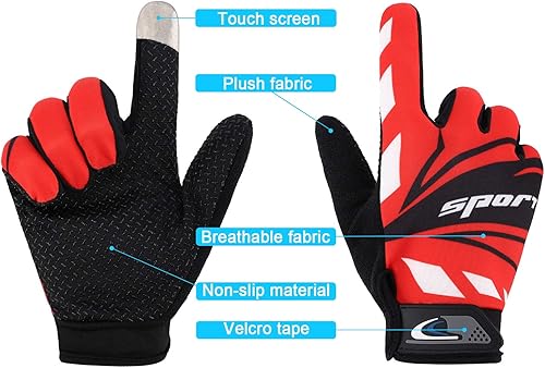 Miniatura 3 de Accmor Guantes de ciclismo con pantalla táctil, tamaño grande, para niños, hombres, mujeres, adolescentes, pesca, transpirables, antideslizantes,