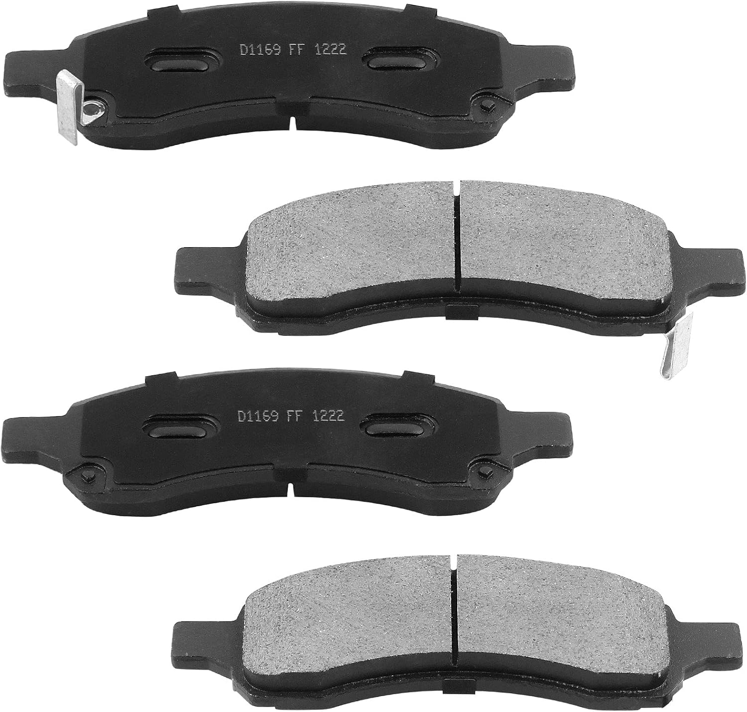 Front Ceramic Brake Pads w/Hardware Kits Fits for Buick Enclave Rainier, Chevrolet Colorado SSR Trailblazer EXT Traverse, GMC Acadia Canyon Envoy XL, Isuzu Ascender, SAAB 9-7X, Saturn Outlook-4 PC