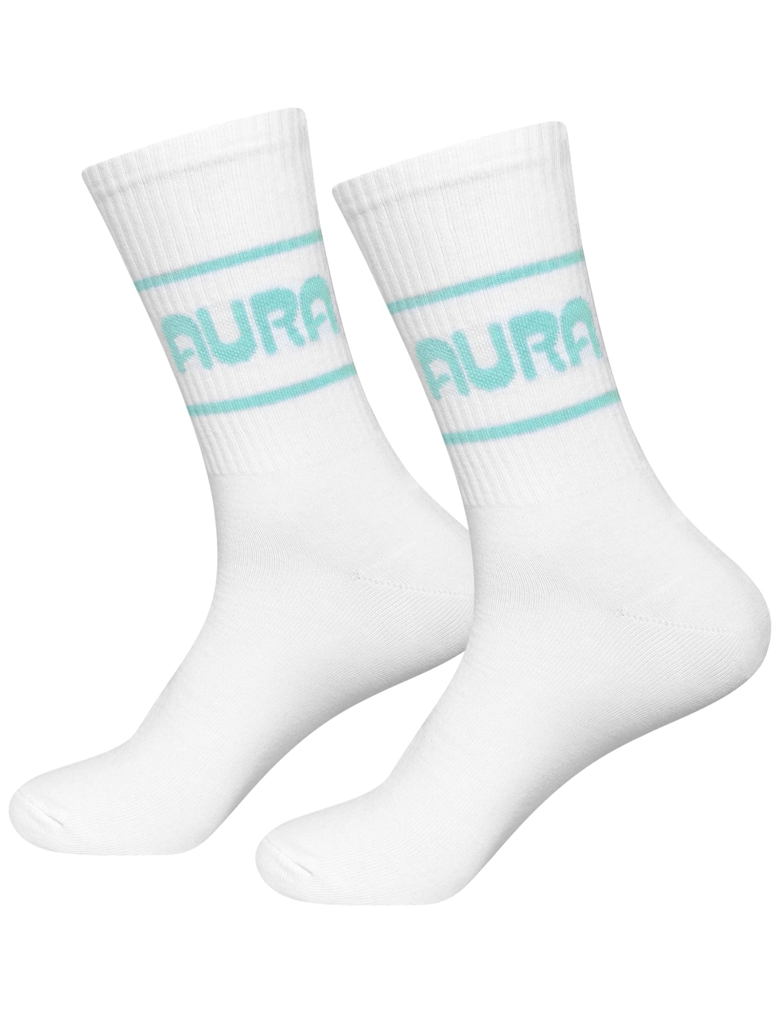 soxo Aura Socks Men's White Sport Sock With Slogan Trendy Crew Cotton Funny Gift for Him 6.5-10.5