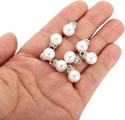 Miniatura 10 de PATIKIL 100 cuentas de perlas de perlas de imitación con diamantes de imitación DIY para hacer joyas, pulseras y aretes