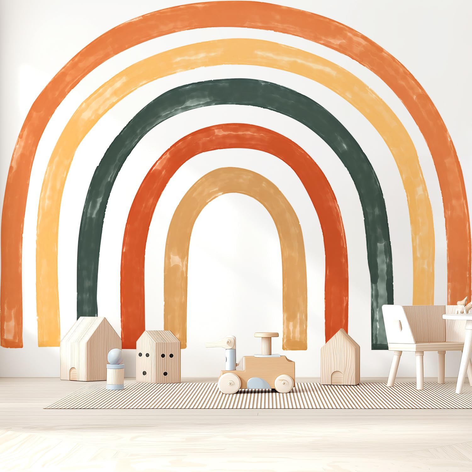 Large Boho Rainbow Wall Decals, Colorful Peel and Stick Fabric Nursery Wall Decor, Removable Home Room Wall Decor Murals Stickers for Kids Girls Toddler Bedroom Living Room Playroom A-rainbow#3