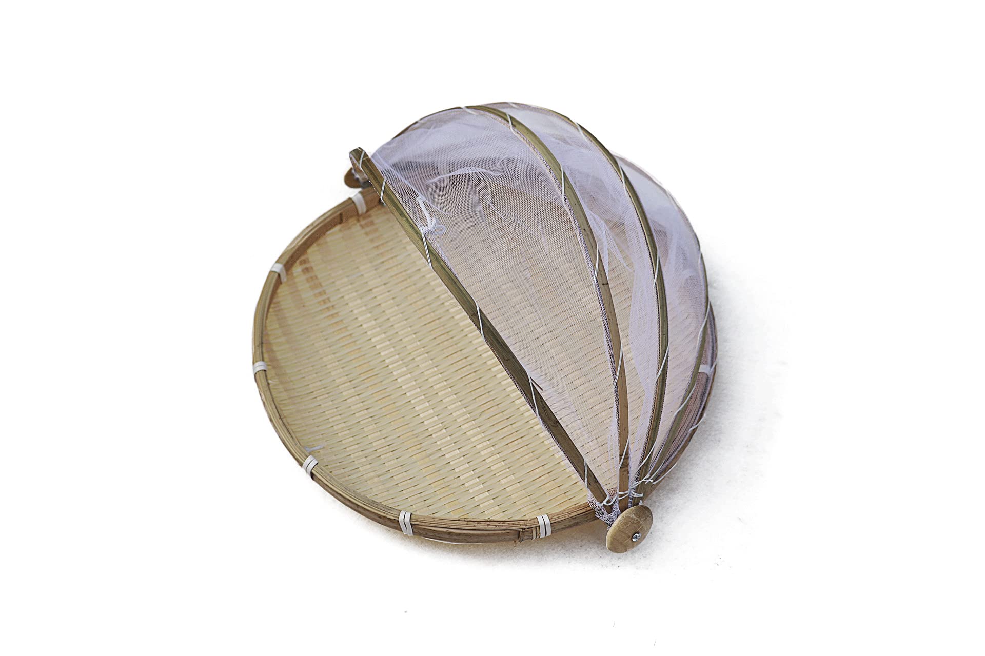 Couverture anti-moustiques et poussière en bambou - Cloche de protection pour plat 36.5cm