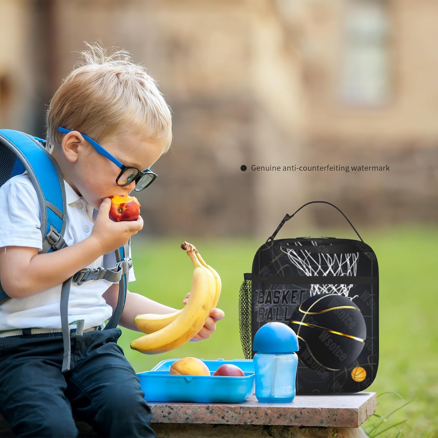 Basketball Kids Lunch Box Basketball Sport Insulated Lunch Bag Tote for Boys Girls Cooler Reusable Ball Themed Lunchbox with Shoulder Strap for School Office Picnic Work Travel - Image 5