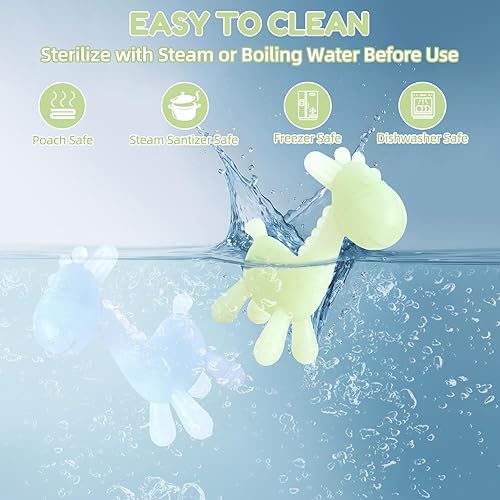 Miniatura 7 de TYRY.HU Juguetes de dentición para bebés de 0 a 6 a 12 meses, mordedores de jirafa de silicona sin BPA para bebés de 3 a 6 meses, juguetes