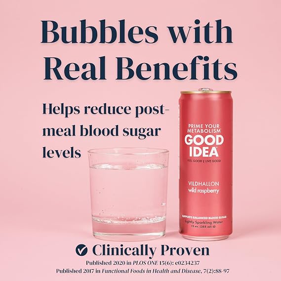 GOOD IDEA Sparkling Water Supports Metabolism - Science Backed Functional Beverage No Caffeine, No Sugar Triple Berry Trio Variety Pack (18 Cans, 3 Flavors, 12 oz)