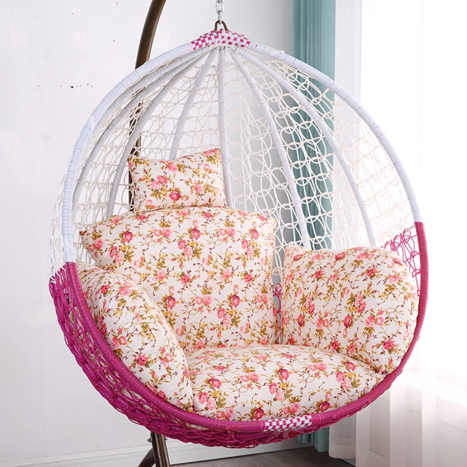 Meiiron Egg Chair Cushion Replacement with Headrest, Printing Swing Egg Chair Cushion, Washable Thicken Hanging Hammock Chair Cushion, Patio Swing Seat Cushion(Color 3,65cm)
