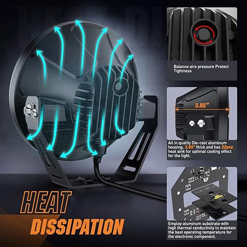 Miniatura 9 de Nilight Luces redondas todoterreno de 7 pulgadas 2 unidades de 120 W de haz alto y bajo IP68 luces LED de conducción con EMC integrado con conector