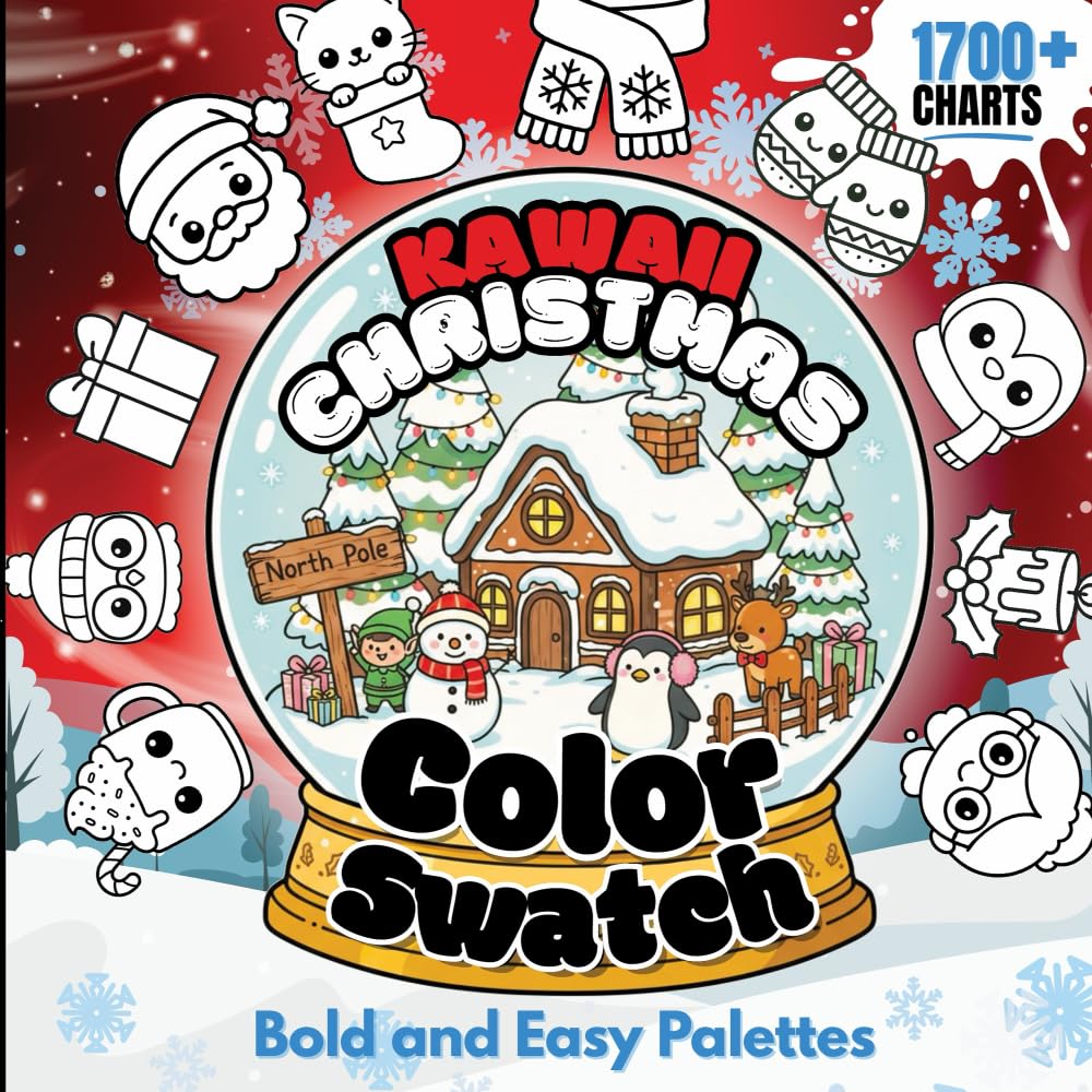 Kawaii Christmas Color Swatch Book: Track & Organize 1700+ Colors with Bold Holiday-Inspired Charts, Palettes, Patterns, Test Pages & Tips for ... Swatch & Palette Organizer Books for Artists)